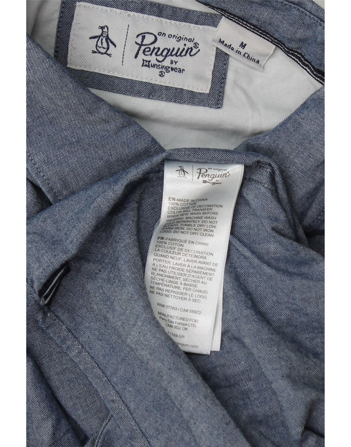 Penguin Mens Shirt Medium Blue Cotton