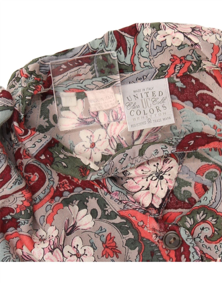 BENETTON Womens Shirt Blouse UK 14 Medium Multicoloured Floral Viscose Vintage Benetton and Second-Hand Benetton from Messina Hembry 