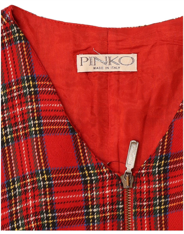 Pinko Womens Sleeveless A-Line Dress UK 12 Medium Red Check
