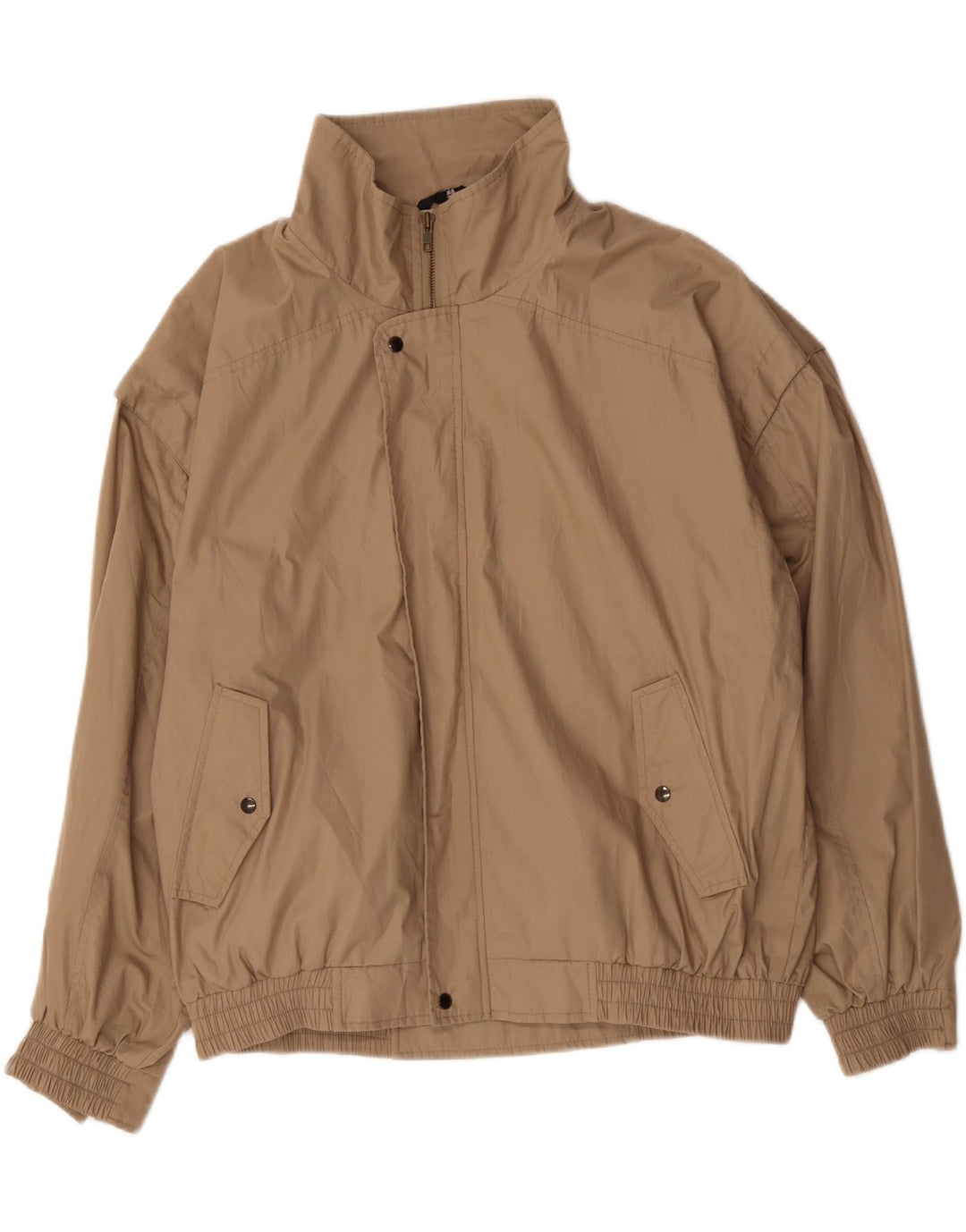 VINTAGE Mens Bomber Jacket IT 52 XL Beige Polyester