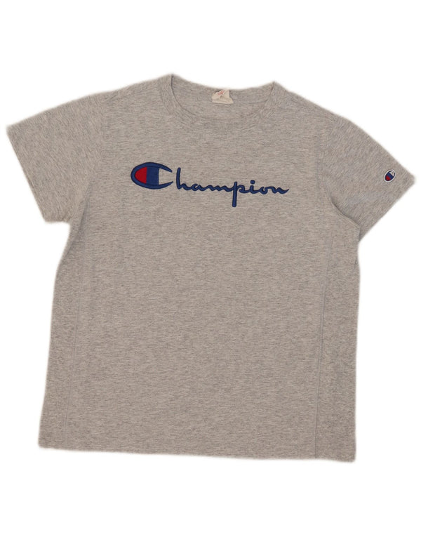 Champion Womens Graphic T-Shirt Top UK 10 Small Grau gefleckte Baumwolle