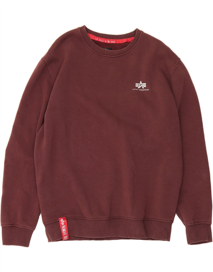 ALPHA INDUSTRIES Mens Graphic Sweatshirt Jumper XL Maroon Cotton Vintage Alpha Industries and Second-Hand Alpha Industries from Messina Hembry 