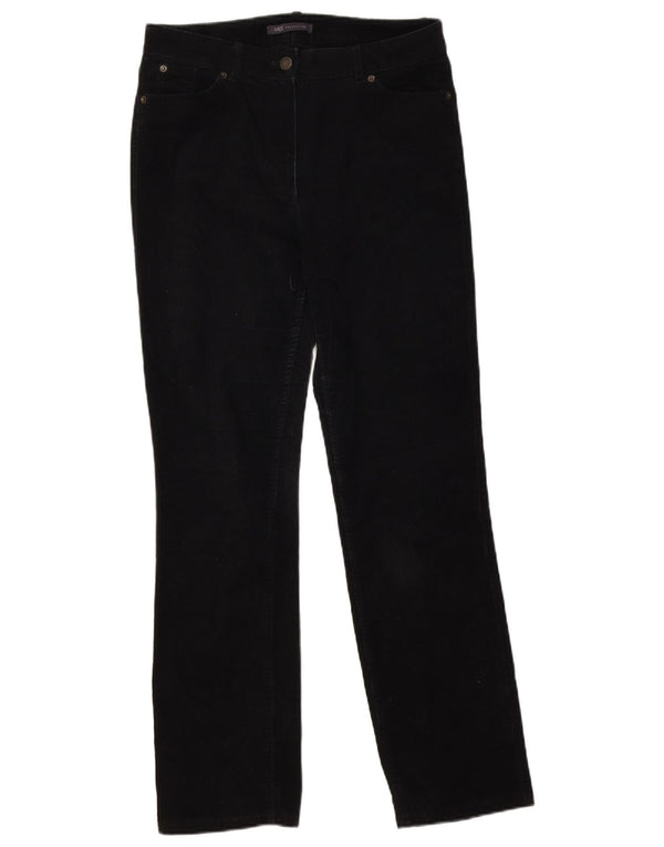 Marks & Spencer Damskie proste sztruksowe spodnie UK 10 Small W30 L29 Czarne