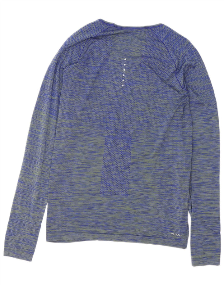 Nike Dame Dri Fit Top Langærmet UK 12 Mellem blå stribet
