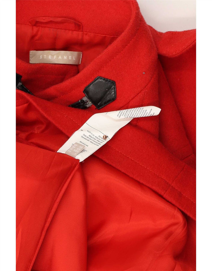 Jachetă duffle cu glugă pentru femei Stefanel IT 48 XL Lână virgină roșie
