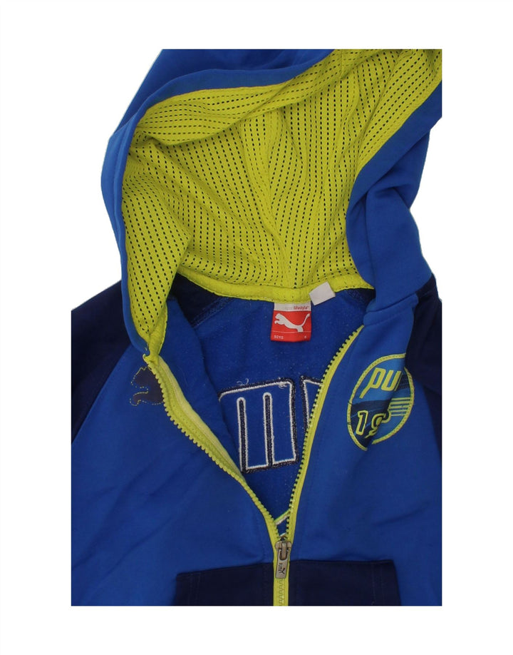 PUMA Boys Graphic Zip Hoodie Sweater 3-4 Years Blue Colourblock Polyester Vintage Puma and Second-Hand Puma from Messina Hembry 