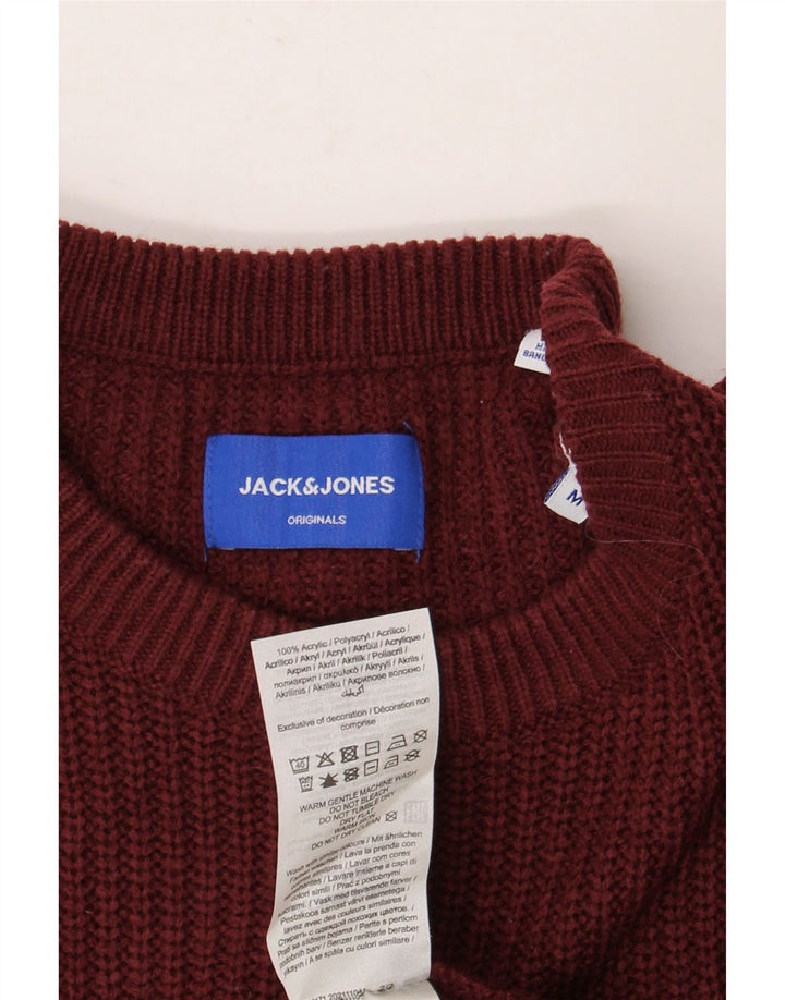 Jack & Jones Mens Crew Neck Jumper Sweater Medium Burgundy Acrylic