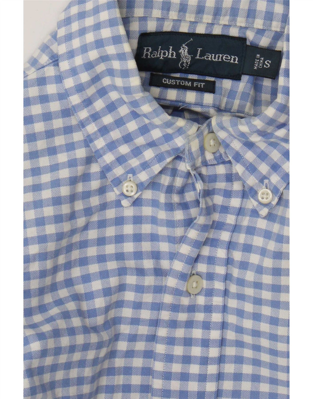 Ralph Lauren Herre Custom Fit skjorte lille blå Gingham bomuld