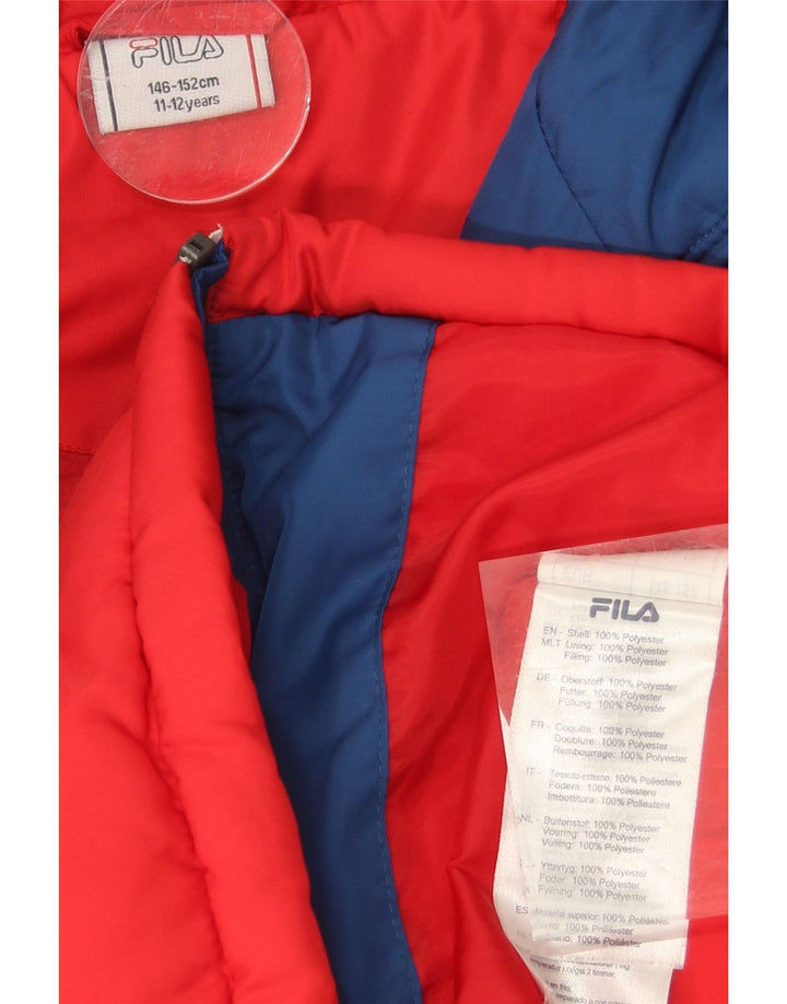 FILA Boys Graphic Padded Jacket 11-12 Years Blue Colourblock Polyester Vintage Fila and Second-Hand Fila from Messina Hembry 