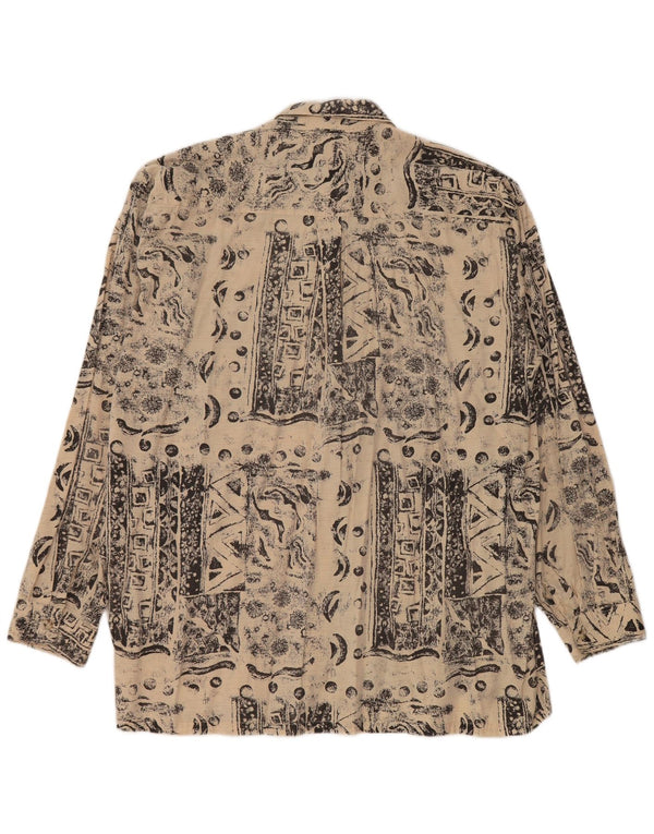 Vintage Mens Shirt Size 41/42 16 1/2 Large Beige Geometric Viscose