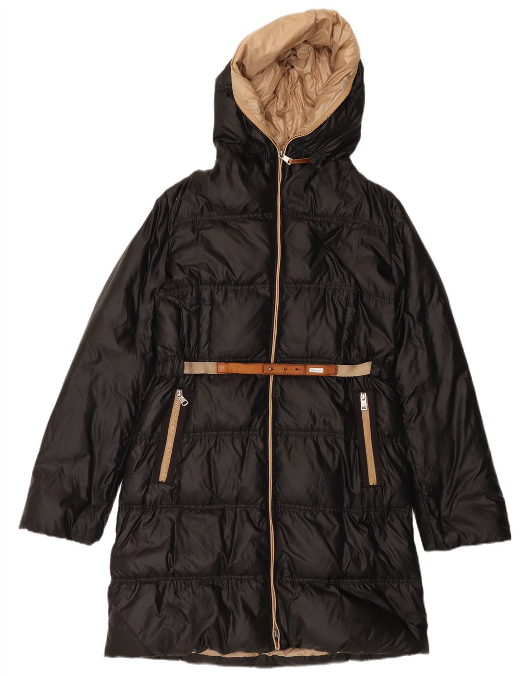Henry Cottons Womens Hooded Padded Coat IT 48 XL Black Polyamide