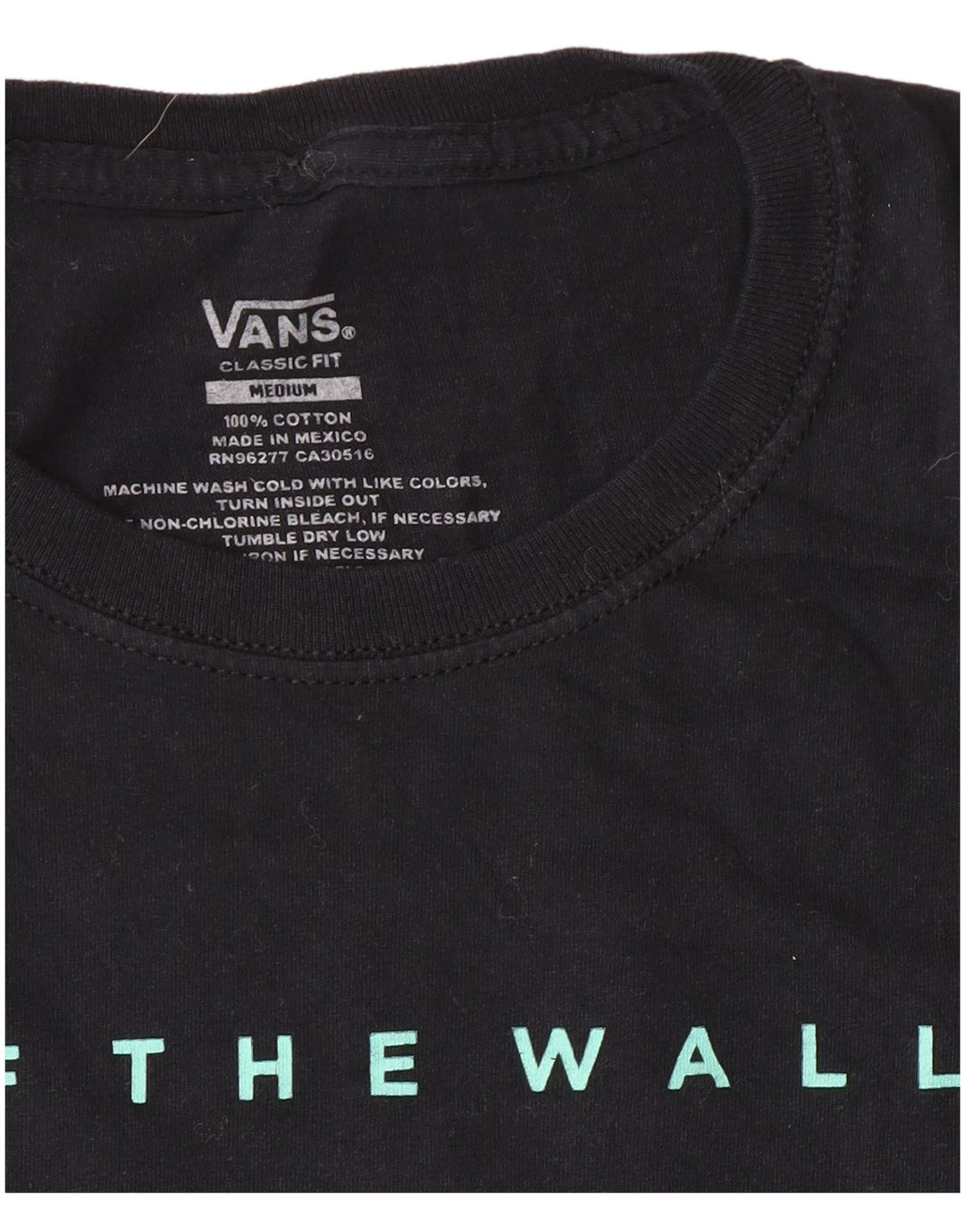 Vans Mens Classic Fit Graphic T-Shirt Top Medium Black Cotton Classic