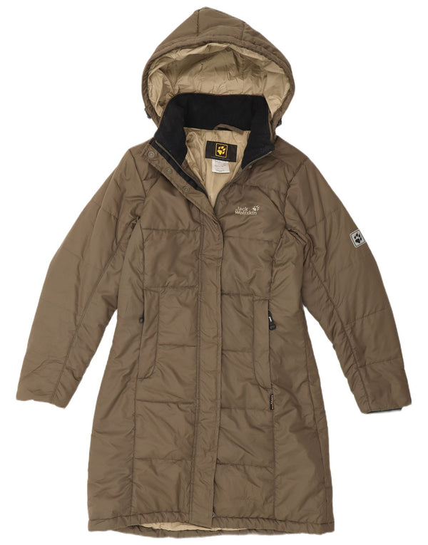 Jack Wolfskin Womens Hooded Padded Coat UK 10 Small Khaki Polyester