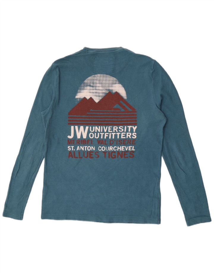 Jack Wills Top grafico da uomo a maniche lunghe in cotone blu medio