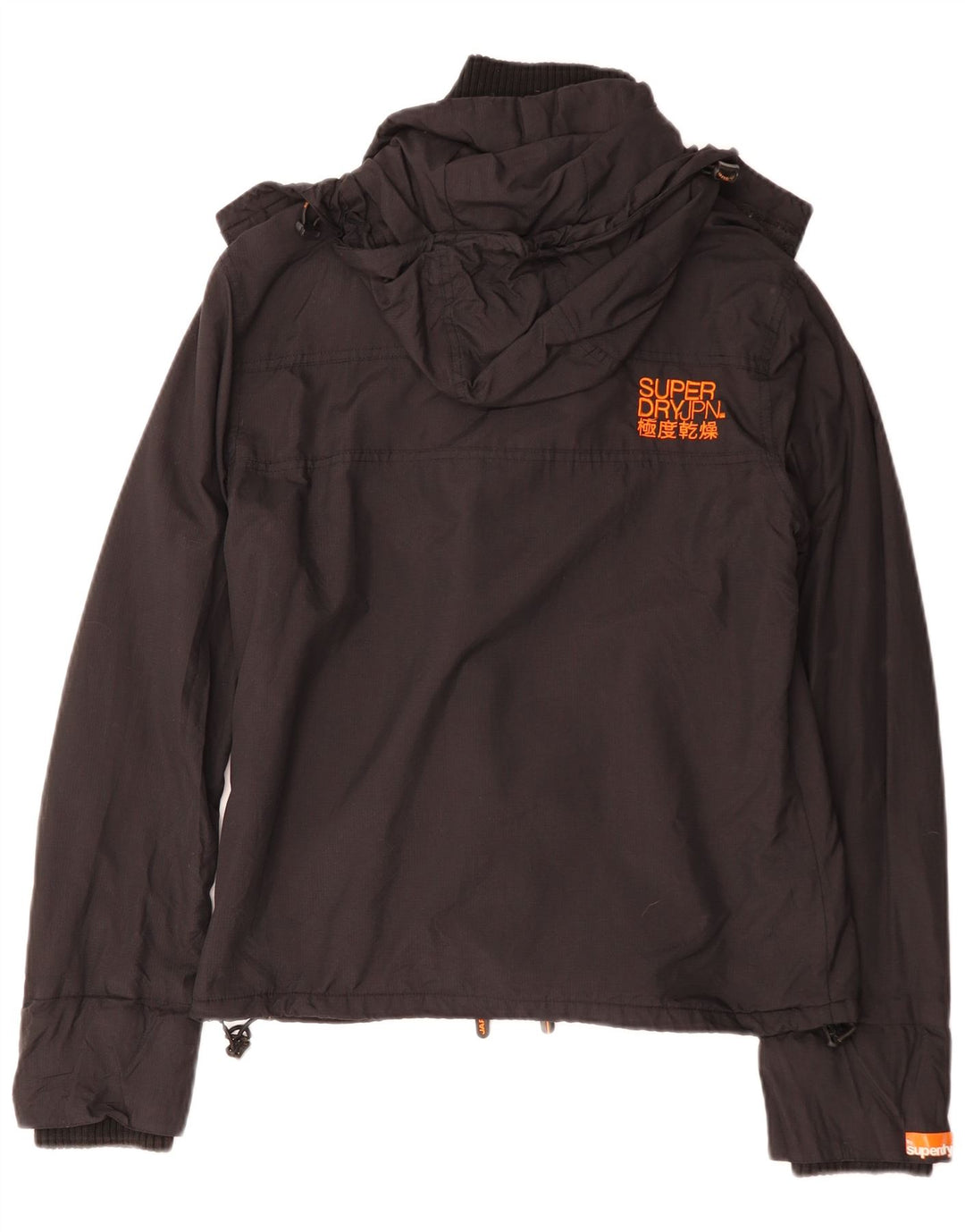 Superdry Damen-Windbreakerjacke mit Kapuze, UK 16, Größe L, Schwarz, Polyester