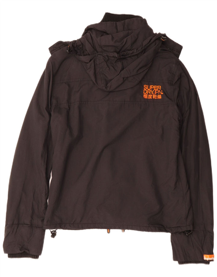Superdry Damen-Windbreakerjacke mit Kapuze, UK 16, Größe L, Schwarz, Polyester