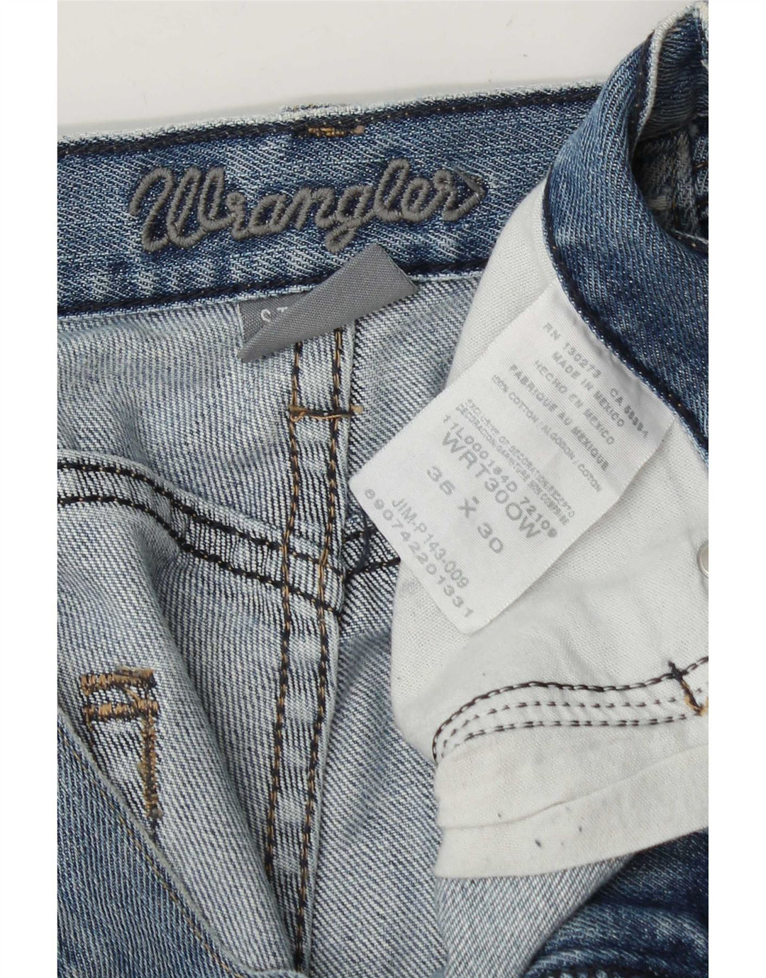 Wrangler Mens Straight Jeans W36 L30 Blue Cotton