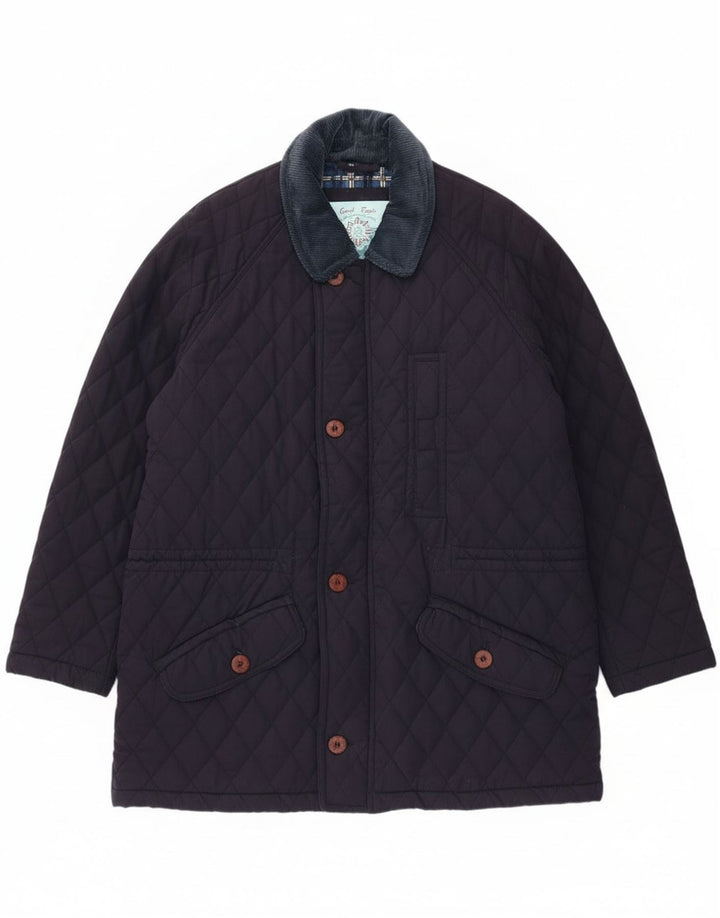 Vintage Mens Quilted Jacket UK 42 XL Navy Blue Polyester