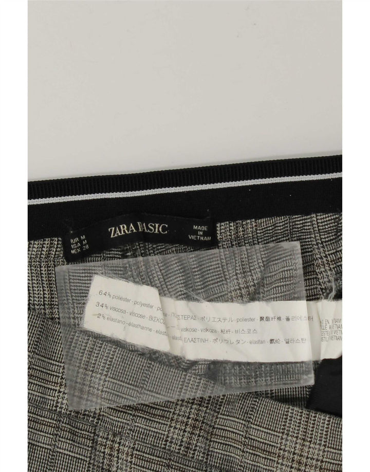 Женские прямые костюмные брюки Zara Medium W28 L27, серые, полиэстер в клетку