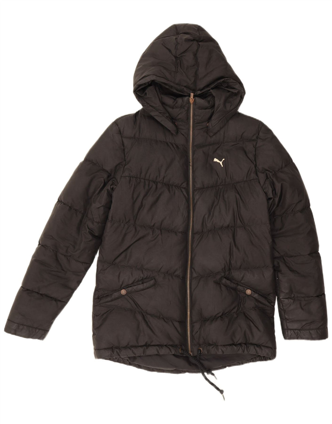 Puma Womens Hooded Padded Jacket UK 12 Medium Black Polyester