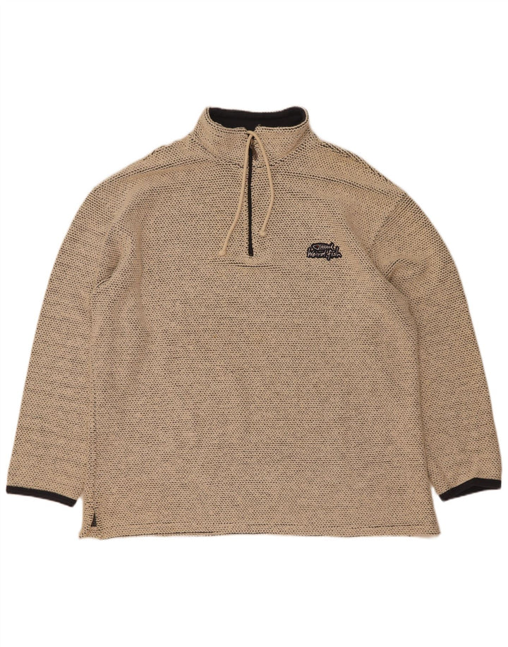 Weird Fish Mens Zip Neck Sweatshirt Jumper XL Beige Cotton