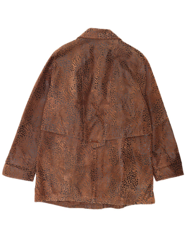 Yuppie Damen Lederjacke UK 18 XL Braun Animal Print