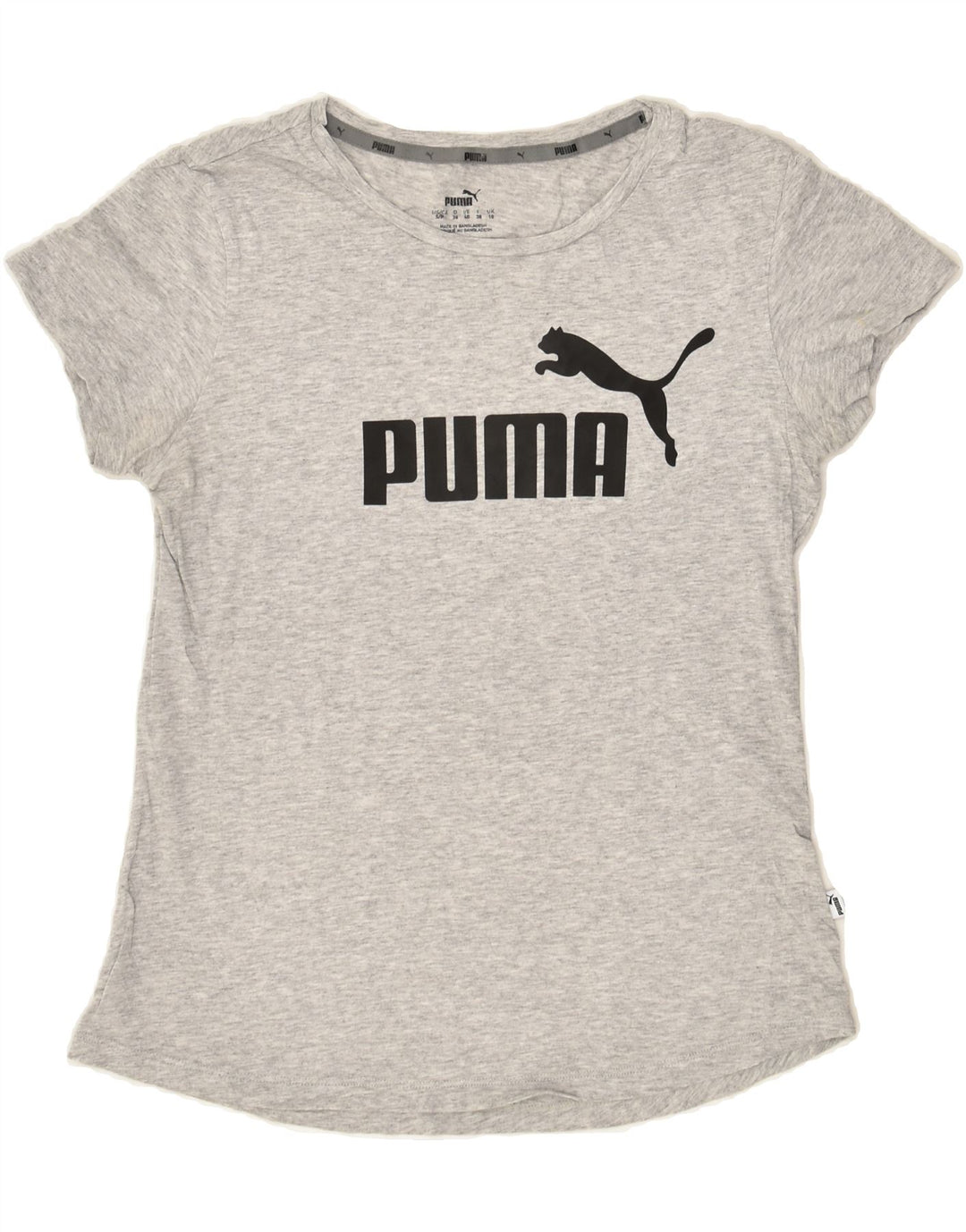 PUMA Womens Graphic T-Shirt Top UK 10 Small Grey | Vintage Puma | Thrift | Second-Hand Puma | Used Clothing | Messina Hembry 