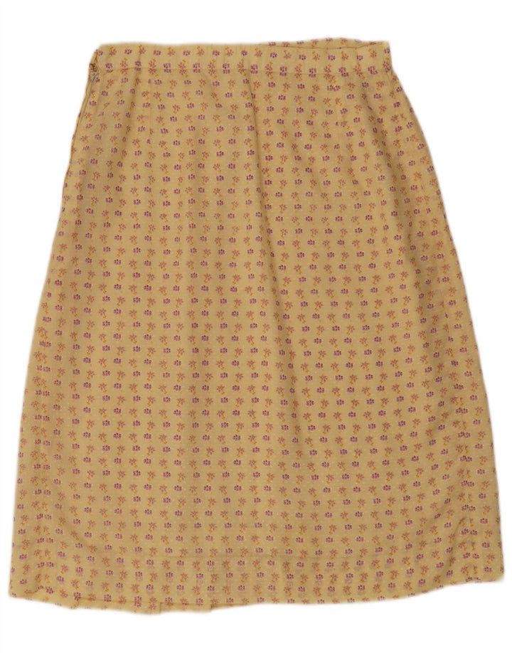 Vintage Womens A-Line Skirt W30 Medium Yellow Floral