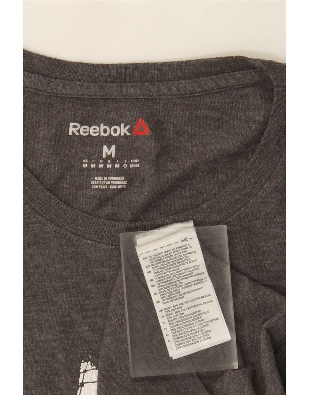 Reebok Tee-Shirt Graphique Homme Gris Moyen Polyester