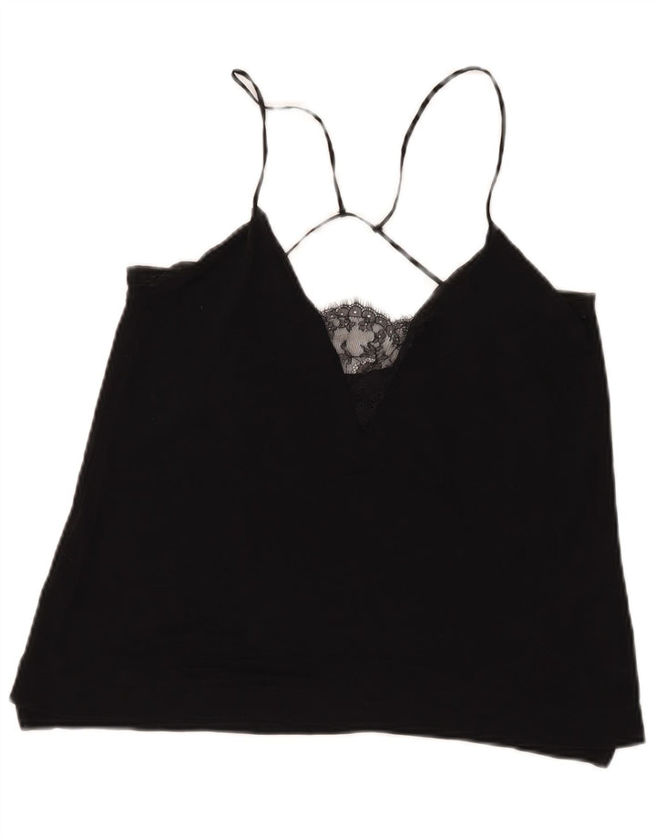 Zara Mujer Halter Top UK 42 Mediano Negro