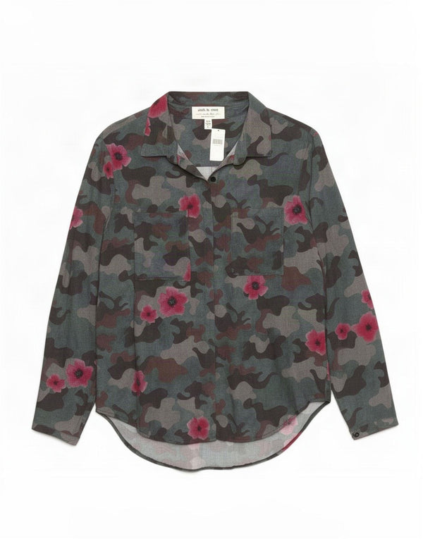 Anthropologie Blusa para mujer UK 46 Rayón floral verde grande