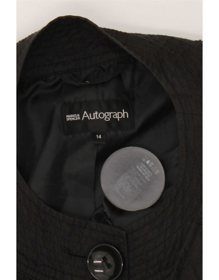 Trench autografato da donna Marks & Spencer UK 14 cotone nero medio