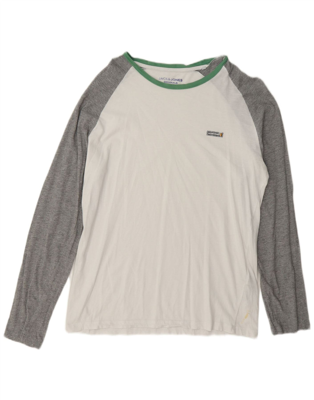 Jack & Jones Hombre Regular Fit Top Manga Larga Color Block Blanco Grande