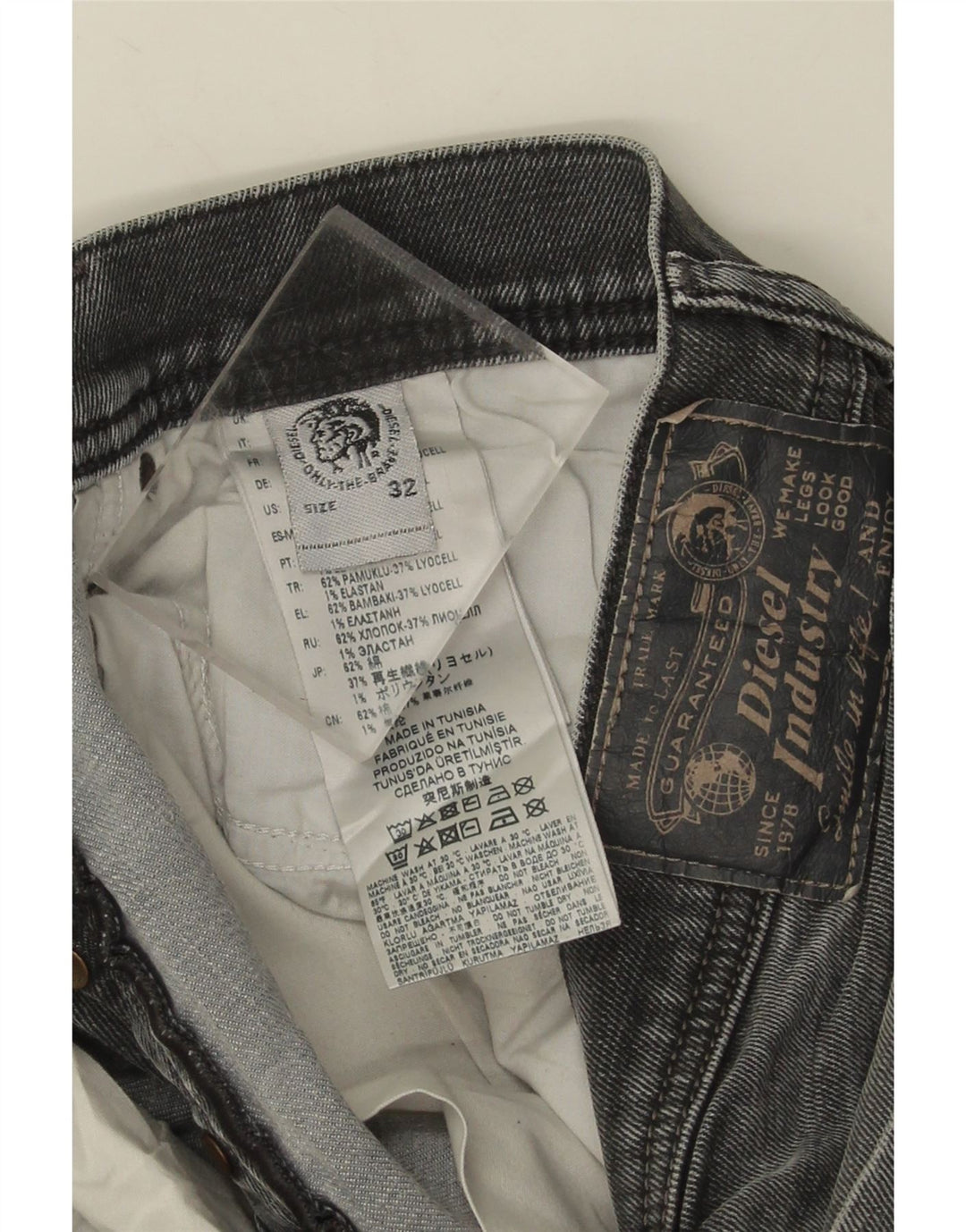 Diesel Jean Slim W32 L32 Gris Coton Homme