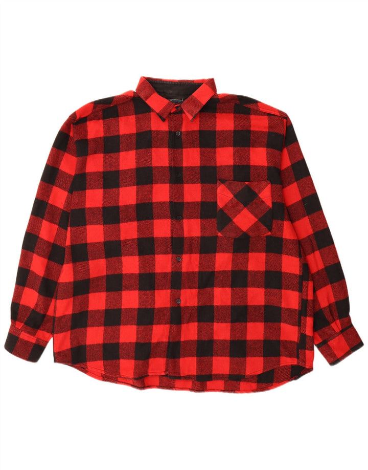 Colombus Camicia da uomo in flanella XL Poliestere rosso a quadretti