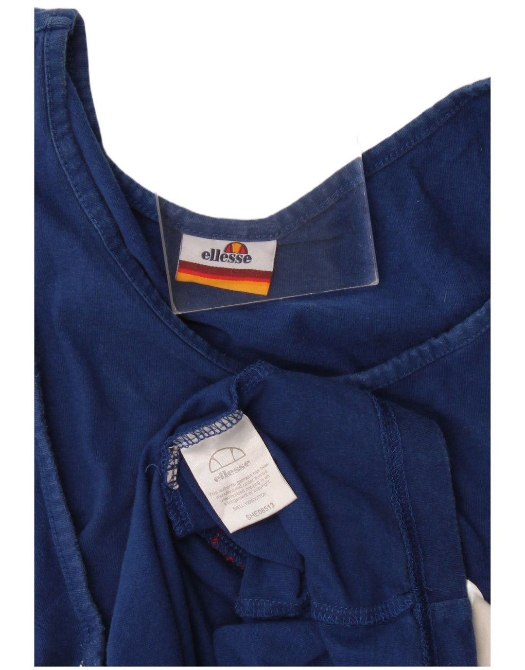 Ellesse Womens Graphic Vest Top UK 14 Medium Blue Colourblock Cotton