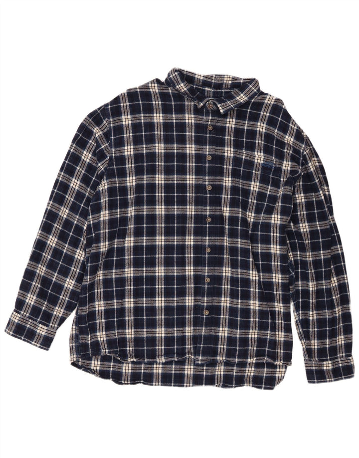 Weird Fish Mens Flannel Shirt 4XL Navy Blue Check Cotton