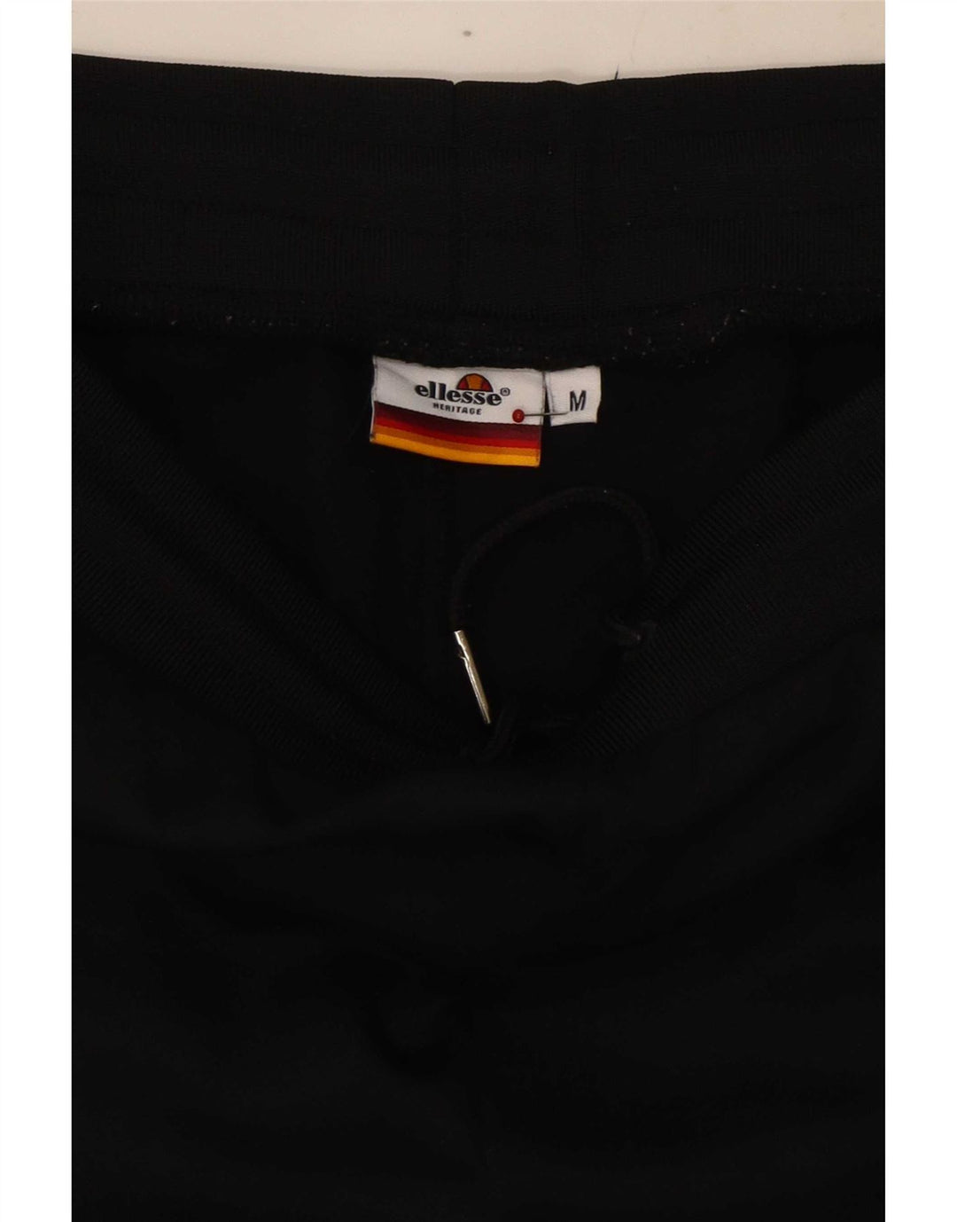 Ellesse Mens Graphic Tracksuit Trousers Medium Black Colourblock Cotton