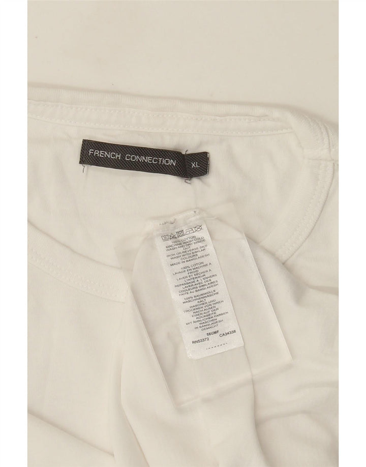 French Connection Herre T-Shirt Top XL Hvid Bomuld