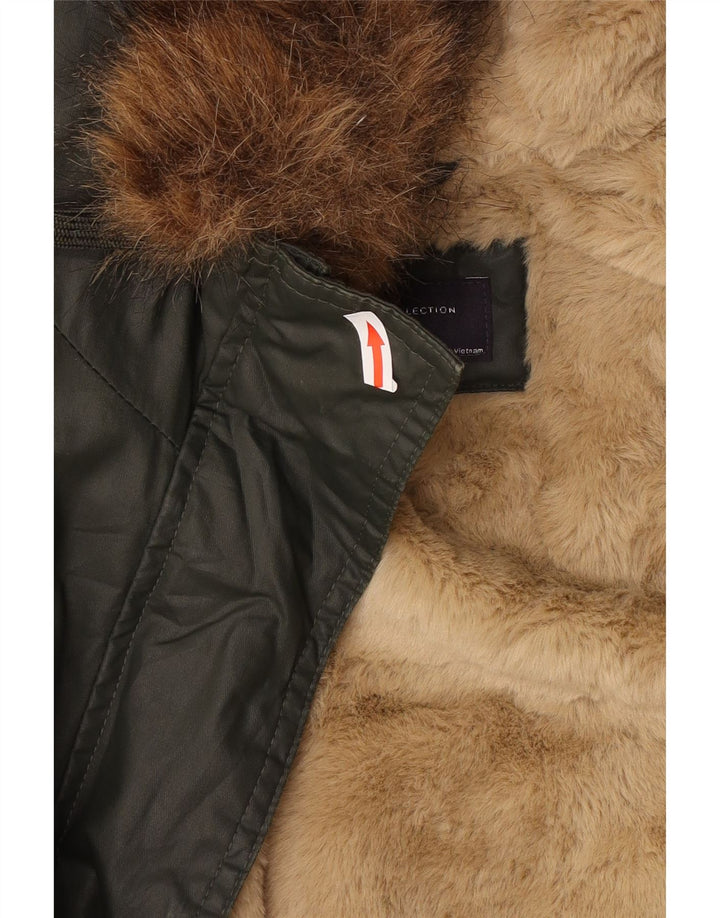 Marks & Spencer Womens Oversized Hooded Waxed Jacket UK 8 Small Khaki
