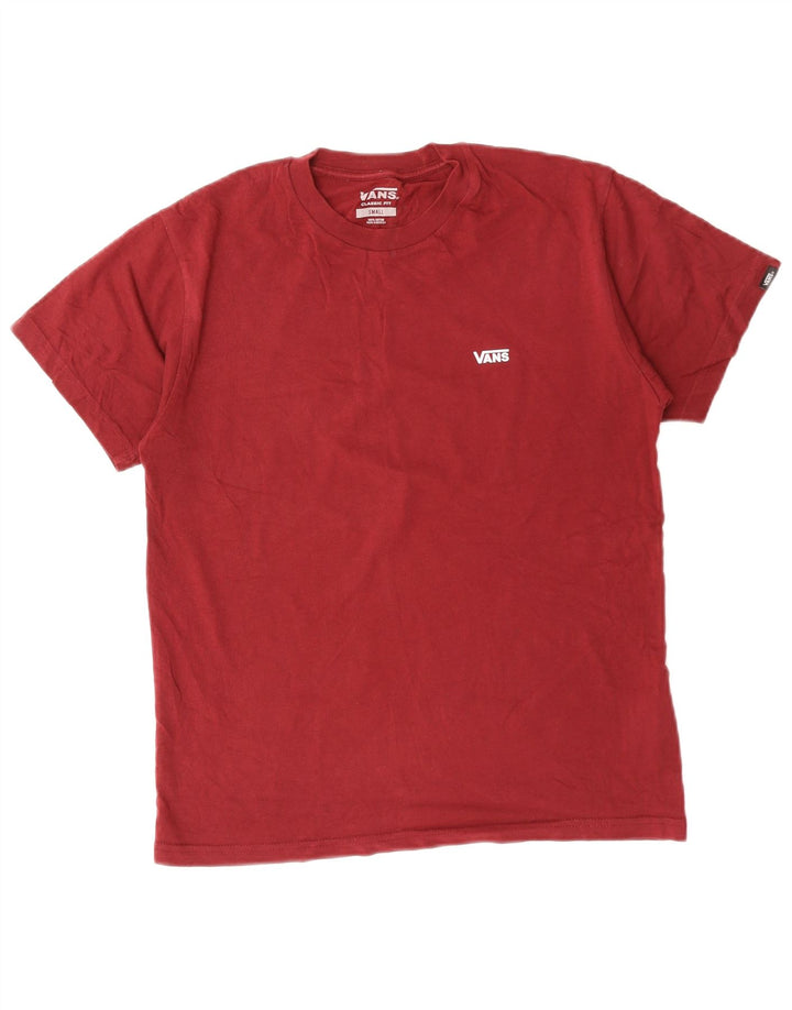 VANS Mens Classic Fit T-Shirt Top Small Maroon Cotton