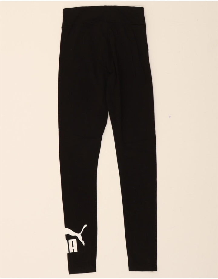 PUMA Womens Graphic Leggings UK 8 Small Black Cotton Vintage Puma and Second-Hand Puma from Messina Hembry 