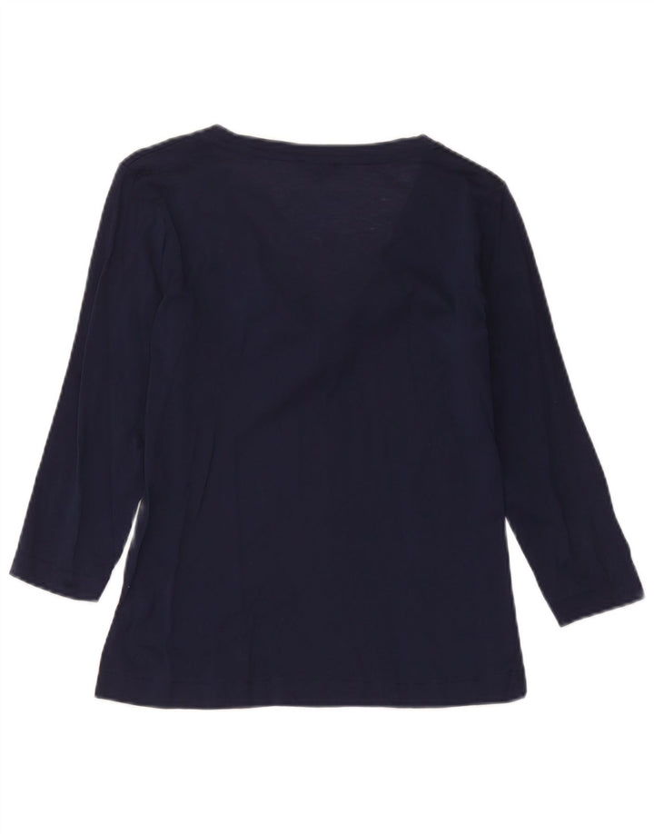 Massimo Dutti Womens 3/4 Sleeve Blouse Top UK 12 Medium Navy Blue