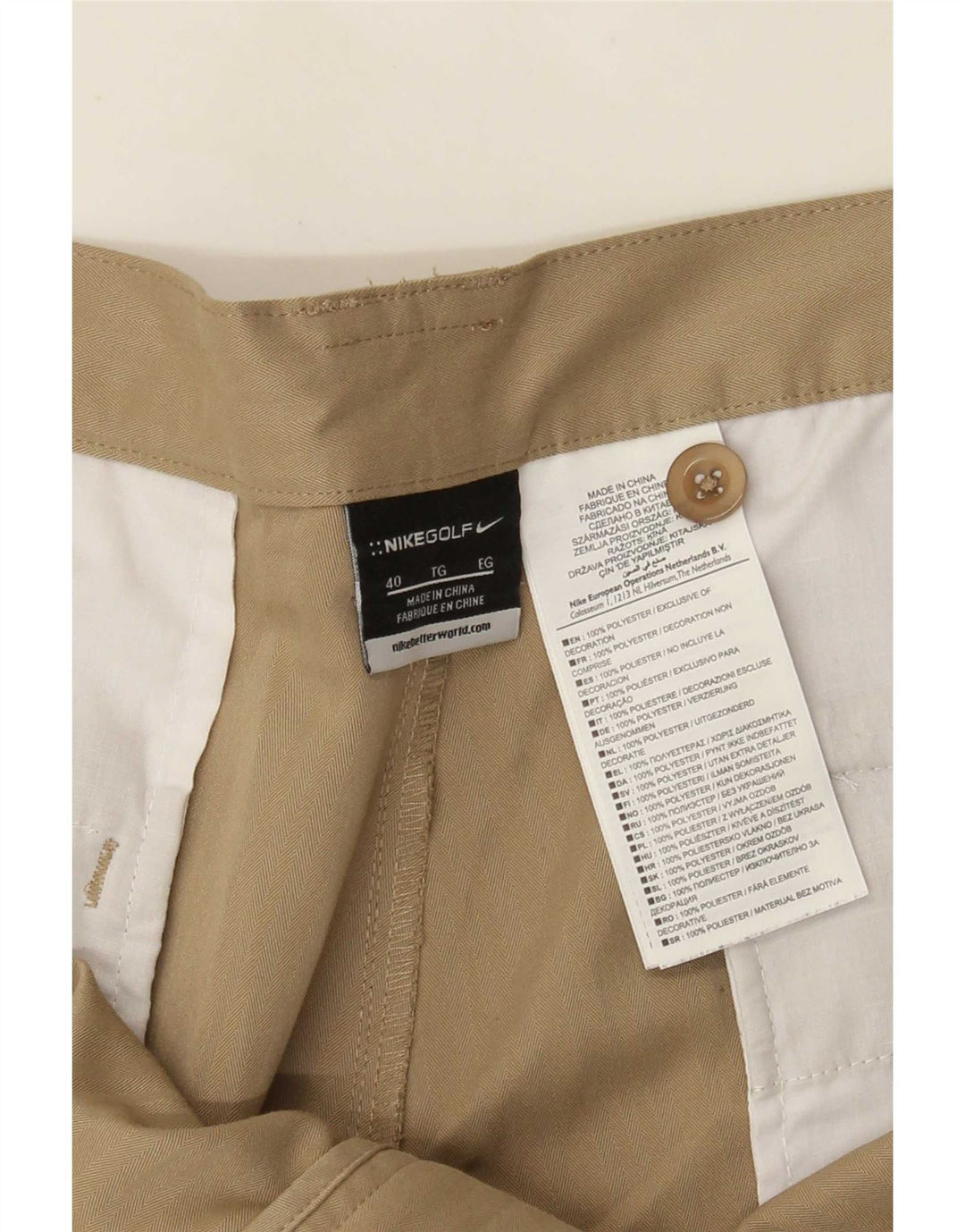 Nike Mens Chino Shorts W40 XL Beige Polyester