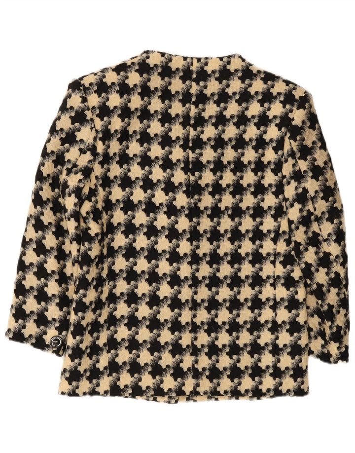 Vintage Womens 1 Button Blazer Jacket UK 16 Large Black Houndstooth