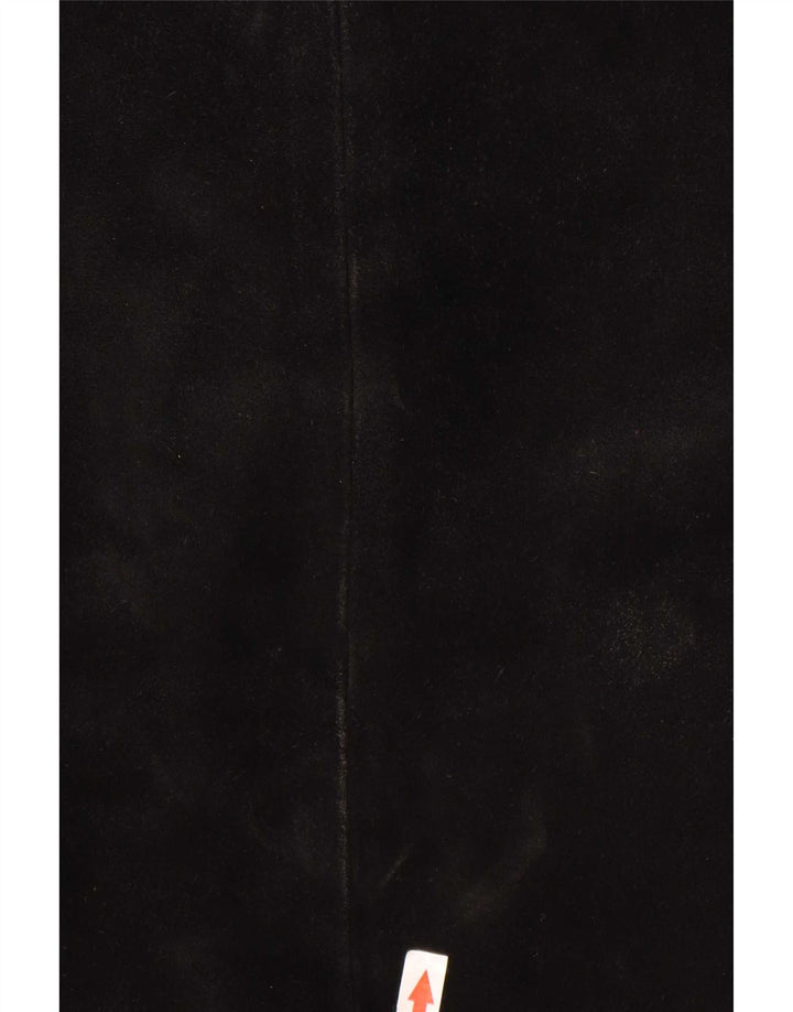 Sisley Mens Suede Jacket UK 38 Medium Black Leather
