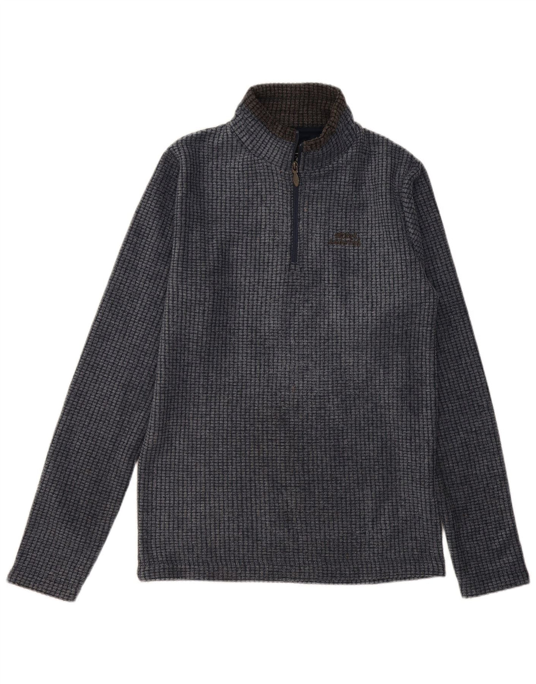 Weird Fish Mens Zip Neck Fleece Jumper Small Navy Blue Polyester