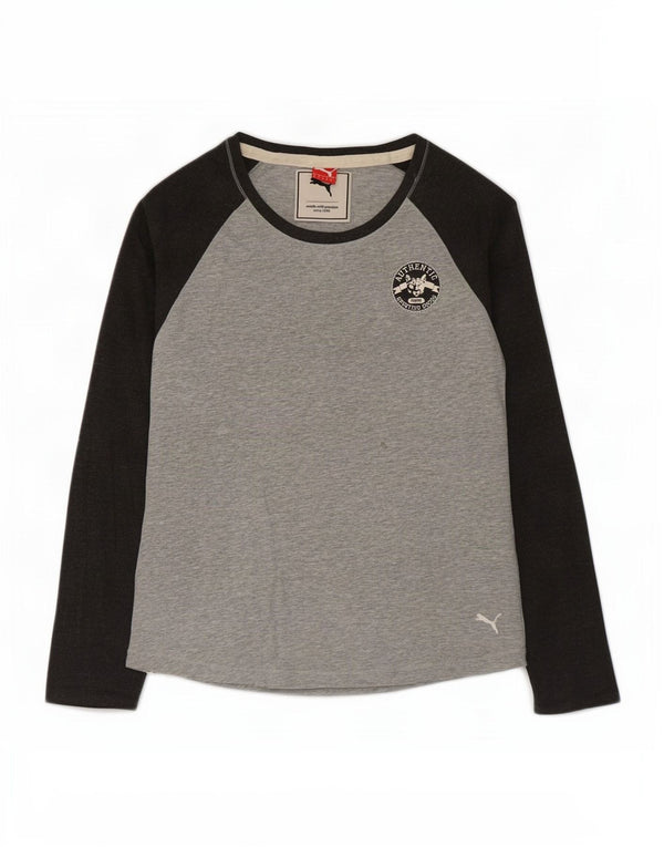 Puma Dame Top Langærmet UK 12 Medium Grey Colourblock Bomuld