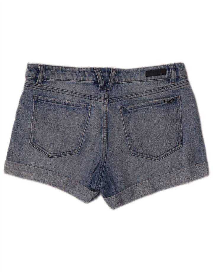 Volcom Womens Boyfriend Fit Distressed Denim Shorts W28 Medium Blue Cotton