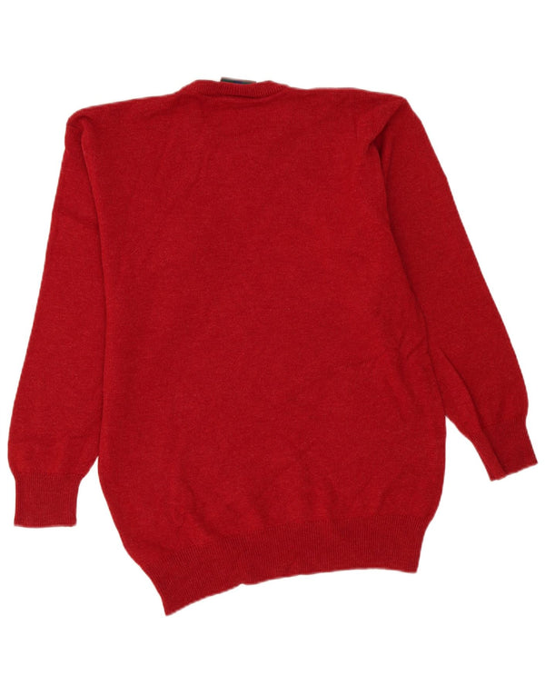 Glenmuir Herren-Pullover mit Rundhalsausschnitt, klein, burgunderrote Lammwolle